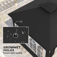 Outsunny 3 x 3 m Garden Gazebo, Double Roof Metal Gazebo with Removable Sidewalls and Church Windows, Outdoor Canopy Shelter, Black(m-6)