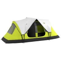 Outsunny Campingtent, 2 Kamers, Scheidingswand, voor 6 Personen, Regenbescherming, Donkergroen(m-10)