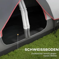 Outsunny Campingzelt, 2 Räume, Trennwand, für 6-8 Personen, Regenschutz, Grau(m-6)