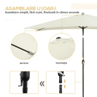 Outsunny Umbrela de Gradina Dreptunghiulara 195×295 cm – Alb(m-6)