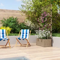 Outsunny Jardinera Exterior Grande de Ratán con Enrejado y 2 Macetas Extraíbles para Plantas Trepadoras 57x30x150 cm Natural(m-9)