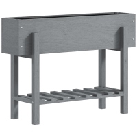 Outsunny Jardinera Elevada con Estante Inferior Drenaje y Forro No Tejido para Cultivo de Plantas y Flores 100x30x70,5 cm Gris