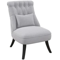 HOMCOM Poltrona de Sala de Estar Moderna Estofado em Linho com Almofada e Estrutura de Madeira 52,5x69x77 cm Cinza(m-1)