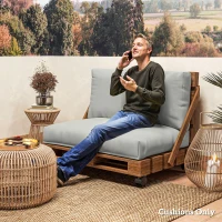 Outsunny Two Piece Seat Pallet and Back Cushions - Light Grey(m-7)