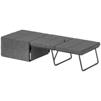 HOMCOM Cama Dobrável 68x180 cm com Colchão de Espuma Cama Dobrável com Capa de Proteção Cama de Convidados Carga 120 kg Cinza(m-1)