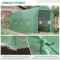 Outsunny Serre de Jardin Tunnel Surface Sol 10 m² 5L x 2l x 2,05H m châssis Tubulaire renforcé Porte zippée 8 fenêtres enroulables Vert(m-5)