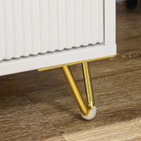 HOMCOM Set of 2 Elegant Chest of Three Drawers - White/Gold-Tone(m-9)