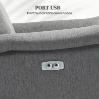 Homcom Fotoliu Electric Rabatabil 160° cu Suport si USB 77x91x106 cm – Gri Deschis(m-7)