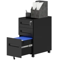 Vinsetto Three-Drawer Steel Filing Cabinet - Black(m-11)
