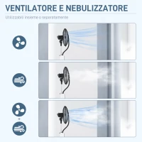 HOMCOM Ventilatore Nebulizzatore con Serbatoio 3L, 3 Modalità e 3 Velocità, 44.5x38.5x120 cm, Bianco e Nero(m-4)