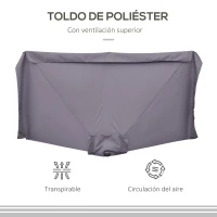 Outsunny Parasol para Pared 230x130x249 cm Sombrilla Rectangular con Manivela Protección UV Impermeable Gris Oscuro(m-7)