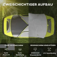 Outsunny Campingtent, 2 Kamers, Scheidingswand, voor 6 Personen, Regenbescherming, Donkergroen(m-4)
