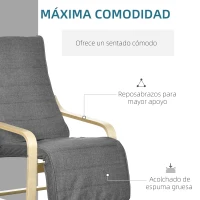 HOMCOM Sillón de Salón con Reposapiés Ajustable Silla Relax Butaca Tapizado en Tela para Oficina Dormitorio 66,5x94x100 cm Gris(m-5)