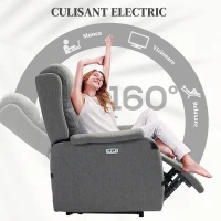 Homcom Fotoliu Electric Rabatabil 160° cu Suport si USB 77x91x106 cm – Gri Deschis(m-4)