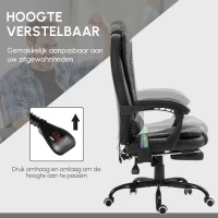 Vinsetto Massagestoel directiestoel met voetensteun, verstelbare rugleuning PVC zwart(m-7)