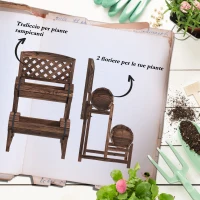 Outsunny Fioriera da Esterno a 2 Livelli con Fori di Drenaggio e Griglia, in Legno di Abete, 42x49x80 cm, Marrone(m-4)