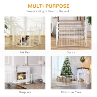 PawHut Barrière de sécurité barrière de protection cheminée parc enclos chien pliable modulable 8 panneaux porte sans perçage(m-8)