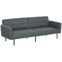 HOMCOM Canapea Extensibilă 2 în 1 cu 3 Locuri și Brațe, 200x77x72 cm, Gri