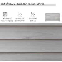 Outsunny Baú de Armazenamento Baú de Madeira de Jardim com Tampa Abatível e Desenho de Persiana 127x56x60 cm Cinzento(m-4)