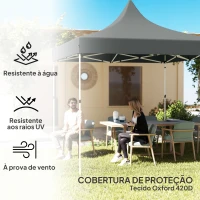 Outsunny Tenda Dobrável Pop-Up 290x290x325 cm com 4 Paredes Laterais Anti-UV Altura Ajustável e Bolsa de Transporte  Cinza(m-6)
