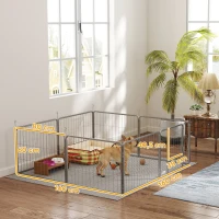 PawHut Haustiergehege, Hundezaun, Haustierspielplatz, flexibel anpassbar, rostfreier Stahl(m-3)