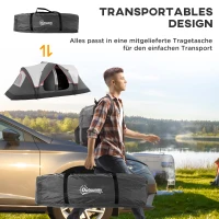 Outsunny Campingzelt, 2 Räume, Trennwand, für 6-8 Personen, Regenschutz, Grau(m-7)