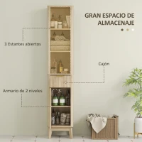 HOMCOM Columna Alta de Baño con Estantes y Cajón Diseño Compacto y Funcional para Espacios Reducidos 33x30x170 cm Tono Madera(m-5)