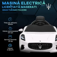 AIYAPLAY Mașinuță Electrică pentru Copii 3-5 Ani cu 2 Motoare, Telecomandă și Muzică, 98x59x43 cm, Alb(m-4)