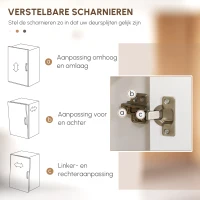 HOMCOM Kast voor in de keuken, buffet, 2 laden, 2 kastvakken, klassiek ontwerp, wit + donkerbruin, 76 x 38 x 182 cm(m-6)