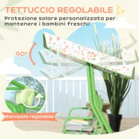 AIYAPLAY Dondolo per Bambini da Esterno a 2 Posti con Tettuccio Regolabile e Cinture di Sicurezza, 112x75x120 cm, Verde(m-5)