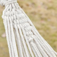 Outsunny Hamac de Voyage Portable Style bohème Chic Toile de hamac dim. totales 2,88L x 1,5l m Coton Polyester Beige(m-7)