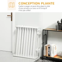 PawHut Barrière de sécurité barrière de protection cheminée parc enclos chien pliable modulable 8 panneaux porte sans perçage(m-6)
