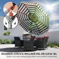Outsunny Chapéu de Sol para Jardim Ø263 cm Chapéu de Sol de Exterior com Ângulo Ajustável e Manivela Proteção UV30+ Preto e Branco(m-4)