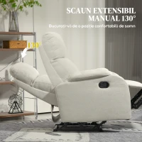 HOMCOM Fotoliu Rabatabil Manual cu Suport pentru Picioare și Spătar, 72x98x99 cm, Bej(m-4)