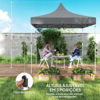 Outsunny Tenda Dobrável Pop-Up 290x290x325 cm com 4 Paredes Laterais Anti-UV Altura Ajustável e Bolsa de Transporte  Cinza(m-7)