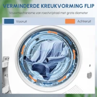 HOMCOM Wasdroger met UV-Desinfectie, Compact Ontwerp, 4 kg Capaciteit, Roestvrijstaal, Wit(m-6)