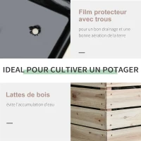 Outsunny Jardinières sur Pieds carrés potagers - Lot de 4 jardinières sur Pied modulables - dim. 50L x 30l x 60H cm - Inserts d'irrigation Film Protecteur - Bois Sapin Naturel(m-5)