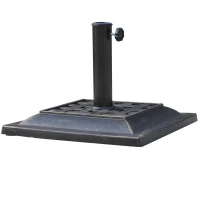 Outsunny 9kg Square Garden Parasol Base Holder Resin Outdoor Market Umbrella Stand with Adjustable Coupler, Bronze(m-14)
