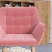 Set of 2 Accent Chair, Arm Chair with Slanted Back, Thick Padding and Rubber Wooden Legs for Living Room, Pink(m-9)
