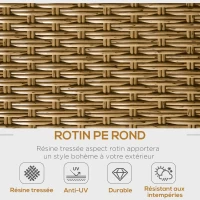 Outsunny Ensemble salon de jardin résine tressée 5 pièces canapé 3 places + 2 fauteuils + 2 tables basses gigognes 8 coussins gris aluminium et résine tressée(m-4)