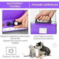 PawHut Séchoir professionnel sèche-poils toilettage pulseur sèche-cheveux pour chiens chats animaux 2800W vitesse et température réglable 3 buses interchangeables incluses violet(m-4)