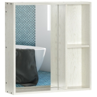 kleankin Armario con Espejo para Baño con Estantes Mueble para Baño Estilo Moderno 63x15x65 cm Blanco