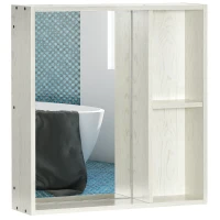 kleankin Armario con Espejo para Baño con Estantes Mueble para Baño Estilo Moderno 63x15x65 cm Blanco(m-1)