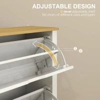 HOMCOM Slim Shoe Cabinet, Narrow Shoe Cupboard with 3 Flip Drawers, Adjustable Shelves for 18 Pairs of Shoes, High Gloss White(m-5)