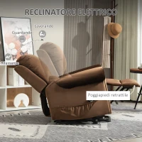 HOMCOM Poltrona Alzapersona Reclinabile a 135° e Massaggiante con Telecomando, 88x92x106 cm, Marrone Scuro(m-5)