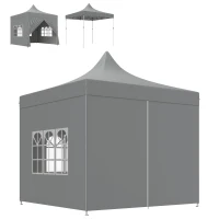 Outsunny Tenda Dobrável Pop-Up 290x290x325 cm com 4 Paredes Laterais Anti-UV Altura Ajustável e Bolsa de Transporte  Cinza(m-11)