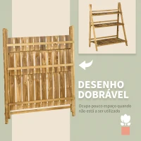 Outsunny Suporte para Plantas de Madeira com 3 Níveis Dobrável Suporte para Vasos de Plantas para Interior e Exterior 80x37x93 cm Madeira(m-6)