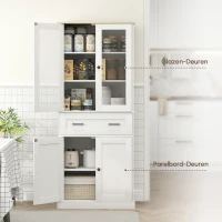 HOMCOM keukenkasten moderne buffet met acrylfront en lades Crèmewit(m-7)