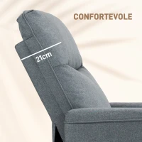HOMCOM Poltrona Relax in Tessuto con Schienale Reclinabile a 130° e Poggiapiedi Doppio, Grigio(m-5)