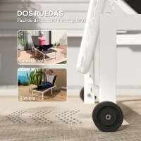 Outsunny Tumbona Reclinable de Jardín Exterior con Ruedas Respaldo Ajustable en 5 Posiciones y Marco de Acero 166x60x84 cm Gris(m-7)